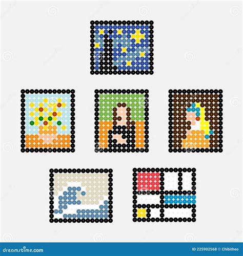 World S Most Famous Painting In Pixel Art Stock Vector Illustration