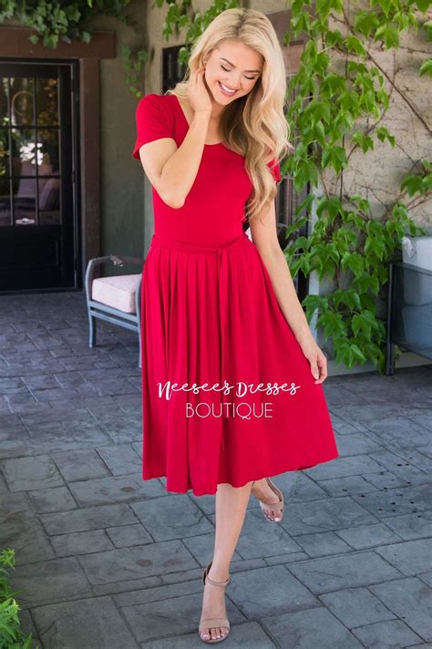 Red Pleated Modest Dress Best And Affordable Modest Boutique Cute Modest Dresses And Skirts