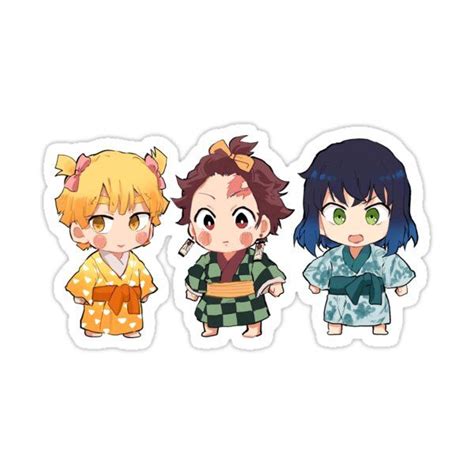 Demon Slayer Kimetsu No Yaiba Chibi Version Zenitsu Agatsuma Inosuke Hashibir And Tanjiro