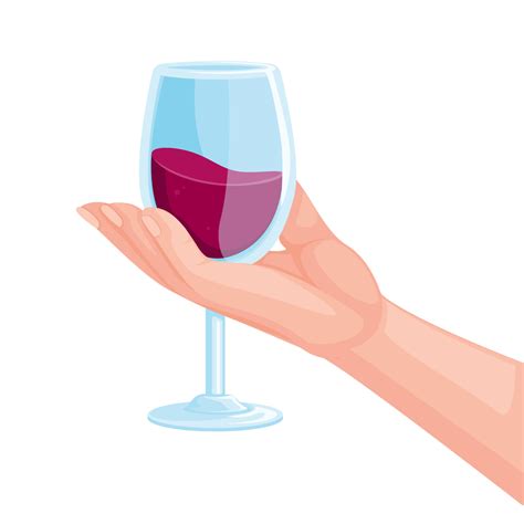 mano que sostiene la bebida de vino en el vector de ilustración de