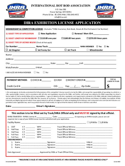 Fillable Online IHRA JUNIOR DRAGSTER LICENSE FORMPAGE 1 Fax Email Print