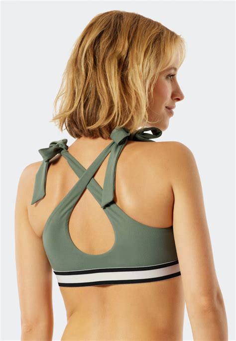 Bikini Bustier Top herausnehmbare Cups variable Träger khaki