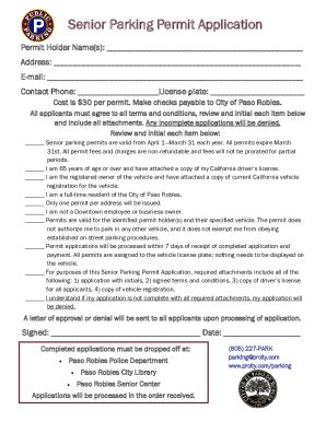 Fillable Online Parking Permits 1 Year 2 Year Application For Change