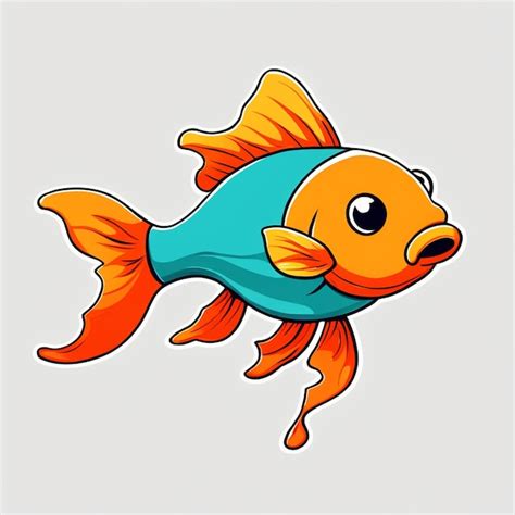 Premium Photo Goldfish Cartoon Simple Colors White Background