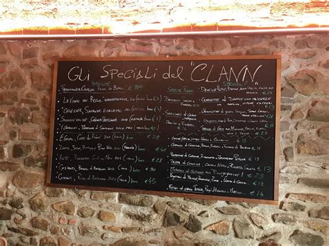 Menu Da Clann Ristorante Castiglione Della Pescaia