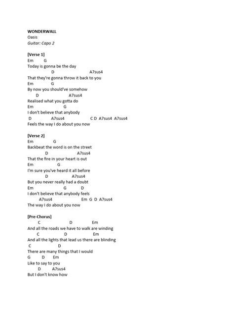 Wonderwall | PDF | Song Structure | Vocal Music