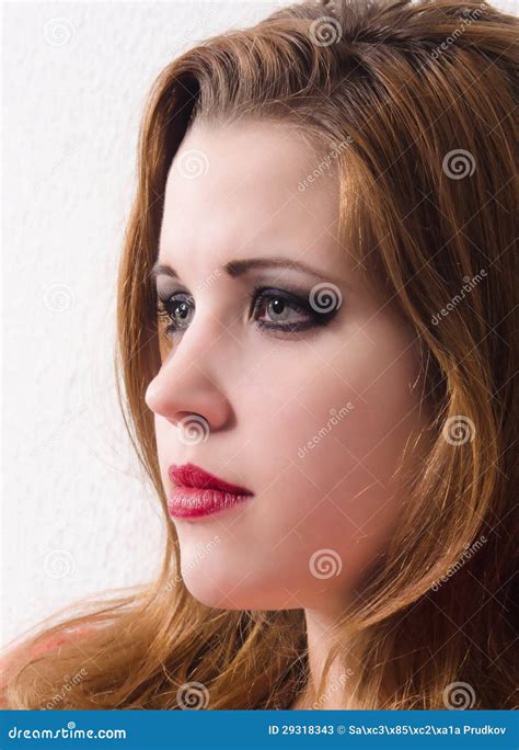 Portrait Of The Beautiful Pale Girl With Long Hair Stock Image Image