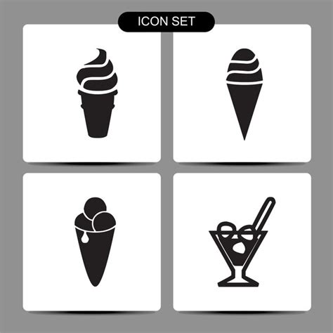 Conjunto De Iconos De Helado Vector Premium