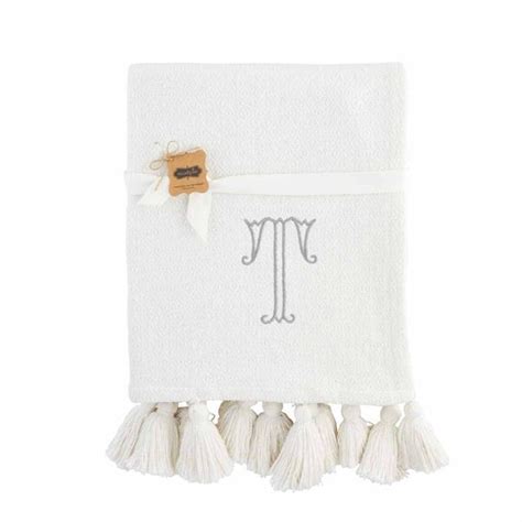 white initial throw blanket mud pie
