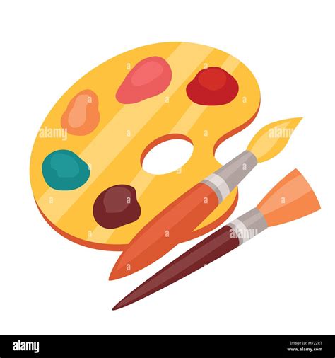 Paleta De Colores De Arte Con Pinturas Y Pinceles Imagen Vector De