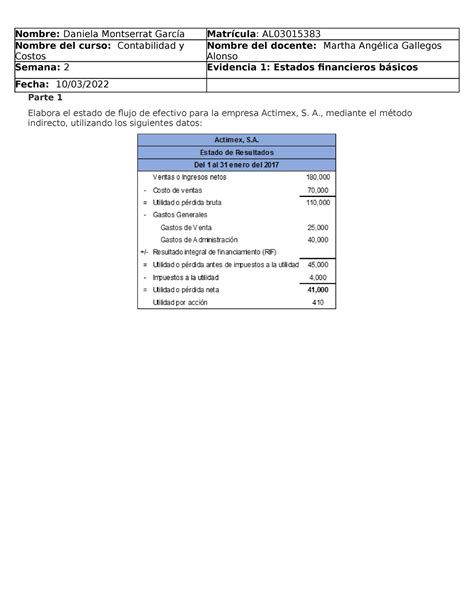 CYC Evidencia 1 Ejecutivo2022 Contabilidad Y Costos Ejecutiva Tablas T