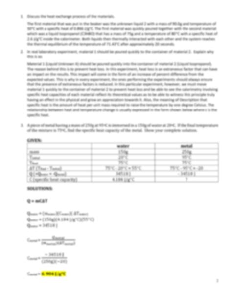 Experiment Specific Heat Capacity Of Glycerol