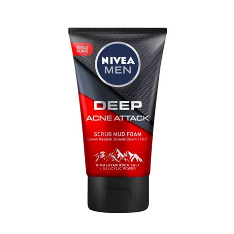 Nivea Men Deep Acne Attack Scrub Mud Foam 100 Ml Kegunaan Efek Samping Dosis Dan Aturan