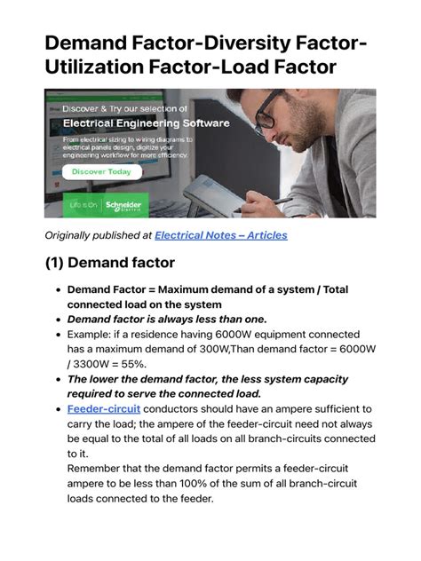 Demand Factor Diversity Factor Utilization Factor Load Factor Pdf