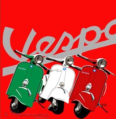 Three Scooters With The Word Vespa On Them