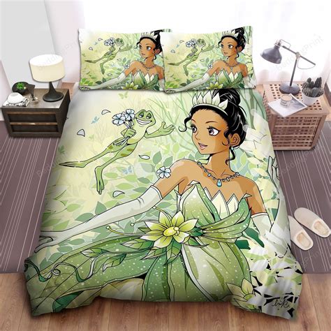 Disney Princess Tiana And The Frog In Anime Style Bed Sheet Duvet Cover Bedding Sets Homefavo