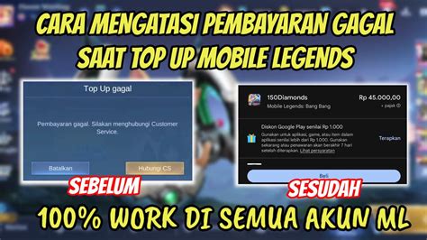 CARA MENGATASI PEMBAYARAN GAGAL SAAT TOP UP MOBILE LEGEND TIDAK BISA