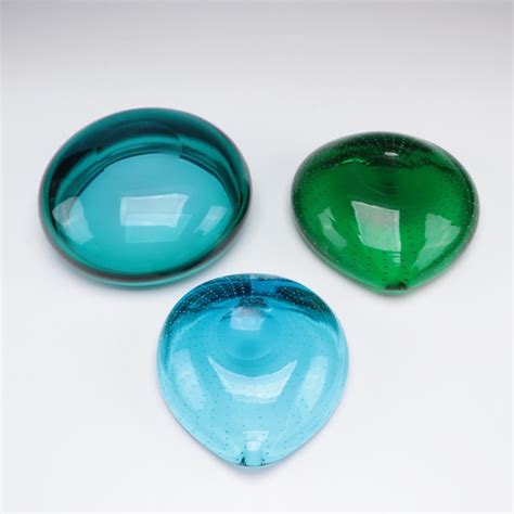 Bullicante Heart Shaped Ashtrays And Blown Glass Bowl Ebth