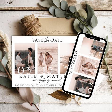 Save The Date Template Photo Collage Save The Date Card With Photos