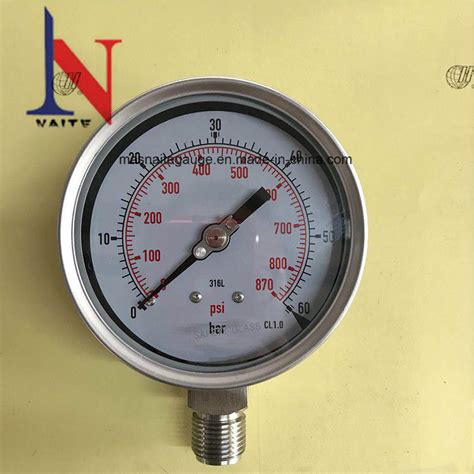 4inch Stainless Steel Port Bourdon Tube Pressure Gauge China Pointer