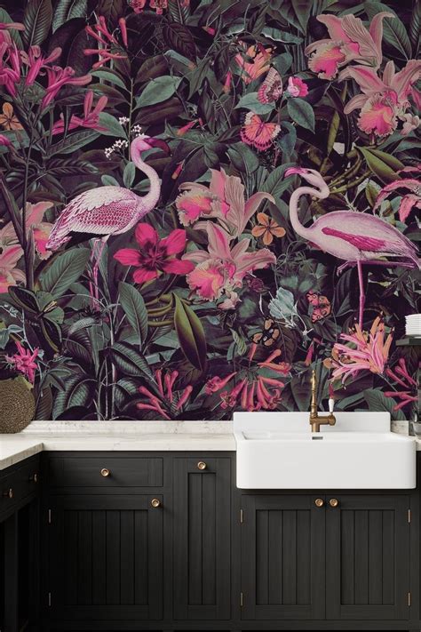 Flamingos Jungle Paradise Ii Wallpaper Happywall Paredes Con Papel