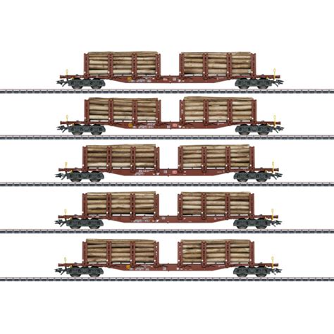 Märklin H0 AC Rungenwagen Set Holztransport Fr 271 60