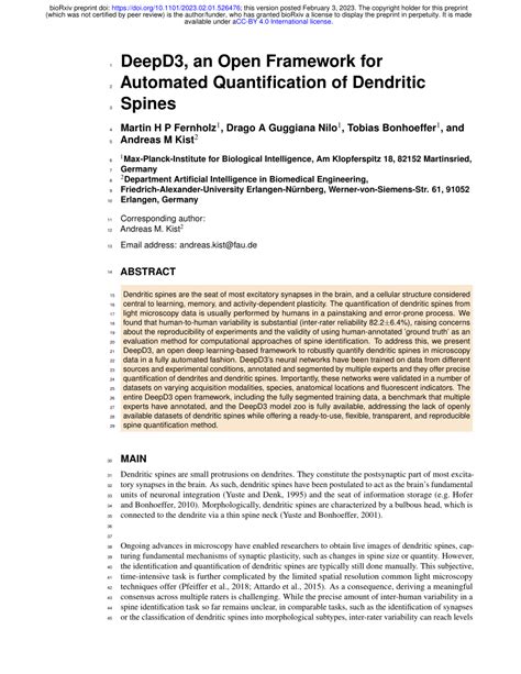 PDF DeepD3 An Open Framework For Automated Quantification Of