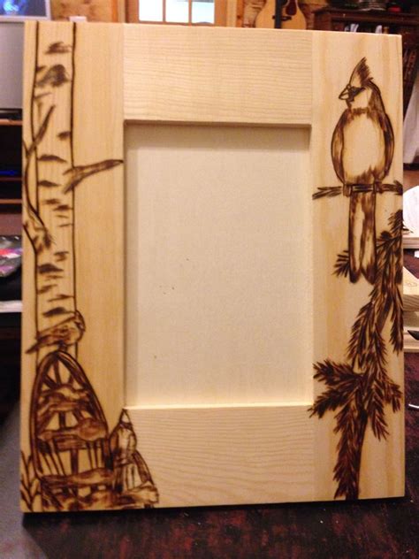 Cardinal Picture Frame Before Adding Color Wood Burning Crafts Wood