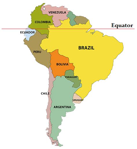 South America Map With Equator