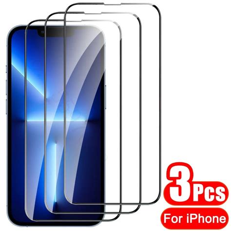 3pcs Full Cover Tempered Glass On For Iphone 11 12 13 Pro Max Xr X Xs