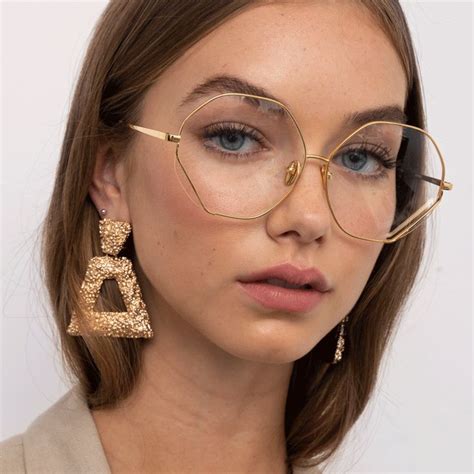 Fawcet Hexagon Optical Frame In Yellow Gold Womens Glasses Frames