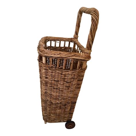 French Market Rolling Wicker Basket Chairish