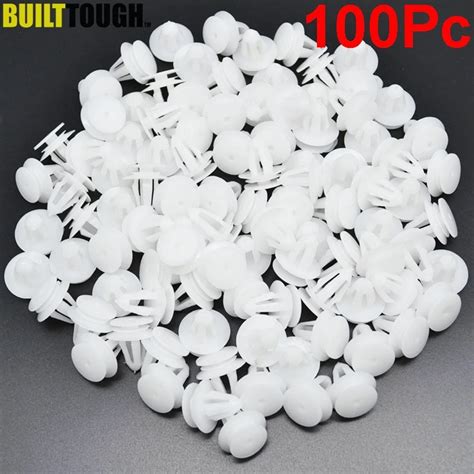 100pcs White Auto Bumper Fastener Rivet Retainer Push Engine Cover Fender Car Door Trim Panel