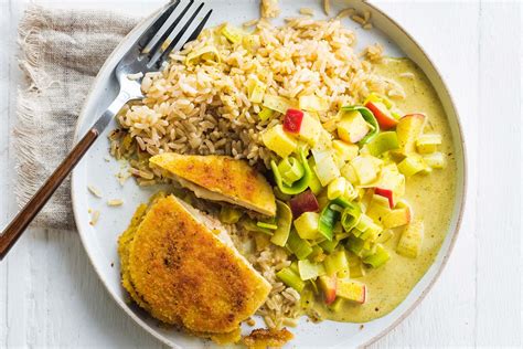 Vegan Cordon Bleu Met Rijst Currysaus Prei En Rode Appel Recepten