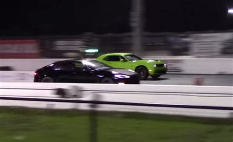 Tesla Model S P85d Vs Dodge Challenger Srt Hellcat Drag Race Rematch