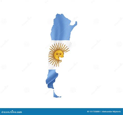 Map Of Argentina With Waving Flag Isolated On White Stock Photo Image