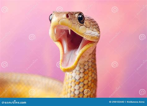 Studio Portrait Of Shocked Cobra With Surprised Eyes Concept Of Alarm