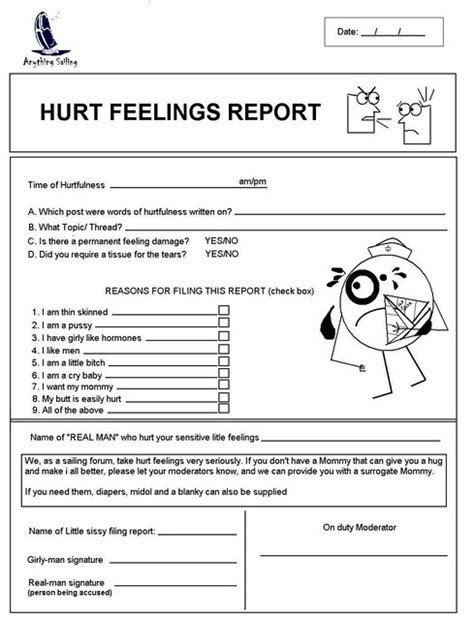 Printable Hurt Feelings Report Pdf