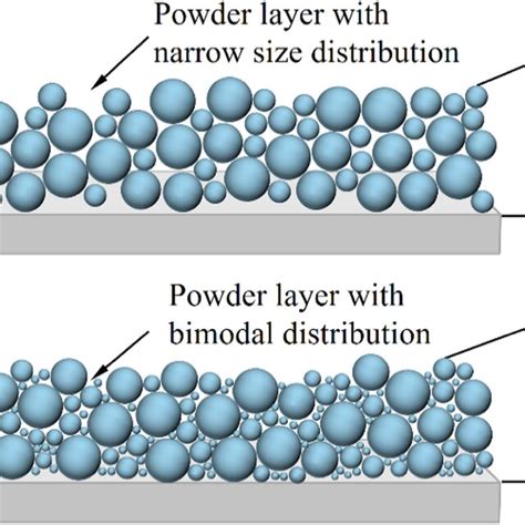 Powder Layer With Different Particle Size Distributions And Packing