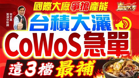 20230616【贏家大亨】國際大廠爭搶產能 台積大灑cowos急單 這3檔最補｜何文高 Youtube