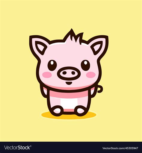 Cute Pig Kawaii Chibi Drawing Style Royalty Free Vector