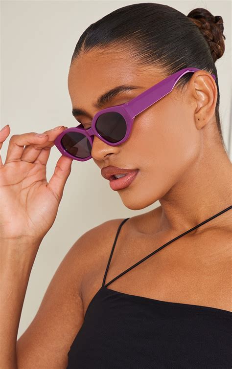 Purple Flared Flat Side Sunglasses Prettylittlething Ca