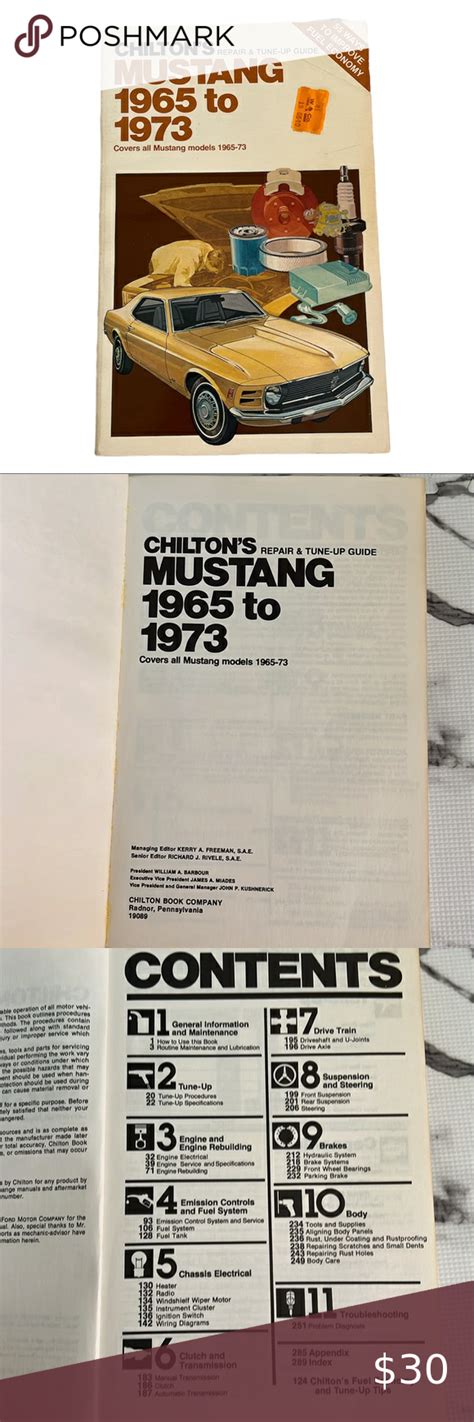 Chilton S Repair Tune Up Guide Mustang 1965 To 1973 Manual Book