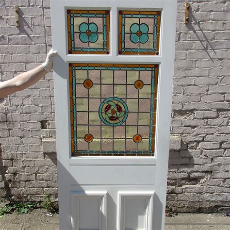 Floral Center Stained Glass Panel From Period Home Style