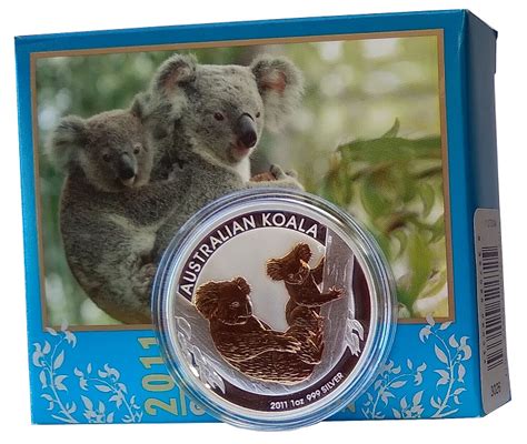 Australien Oz Silber Koala Vergoldet Gilded Im Etui Australien