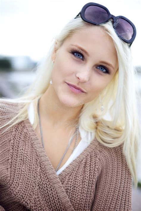 Cute Natural Brunette Woman Smiling With Perfect White Teeth And Glowing Skin Stock Photo