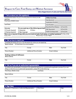 Fillable Online Jfs Ohio Application Final Draft Fax