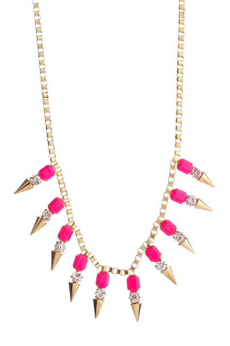 Neon Pink And Spike Necklace Neon Jewelry Fashion Jewelry Spike Necklace