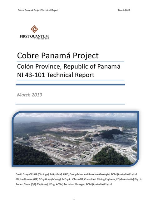 Technical Report Cobre Panama Cobre Panamá Project Colón Province