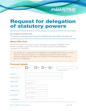 Fillable Online Msf Request For Delegation Of Statutory Powers